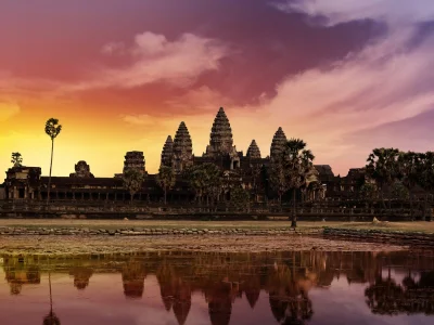 Angkor Wat bei Sonnenuntergang
