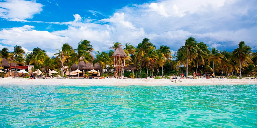 Playa Norte auf Isla Mujeres vom Wasser aus gesehen